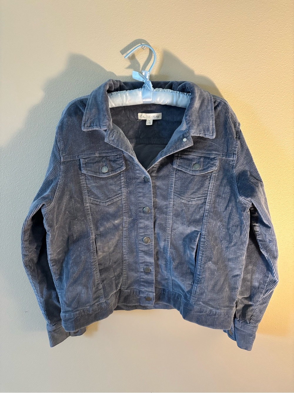 Corduroy Button-Front Jacket in Slate Blue - Women